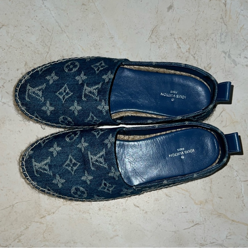 Authentic Louis Vuitton Denim Starborad Logo Espadrilles Flats (EUR Size 36)
